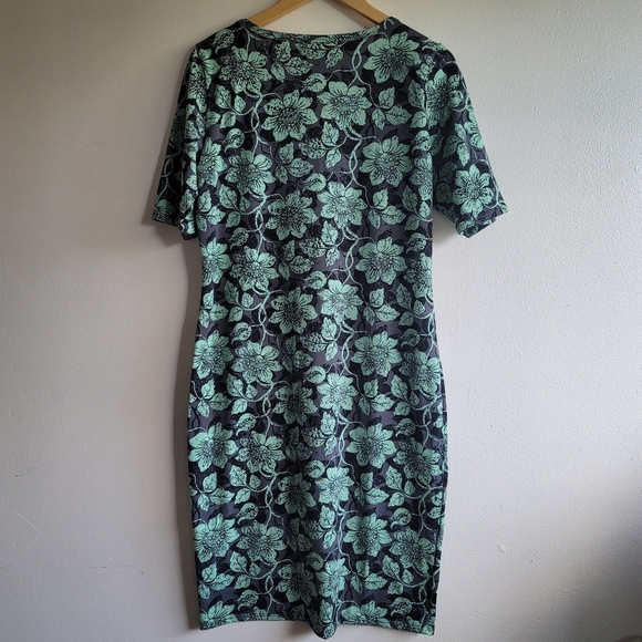 Lularoe Julia Dress, Floral, Black/Grey/Mint, Size Large - Picture 3 of 4